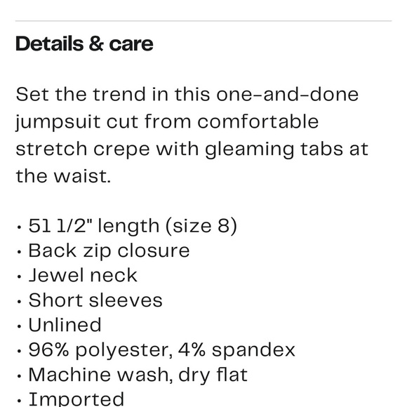 LONDON TIMES women black short sleeve waist tab crop black jumpsuit/size 10 - Picture 2 of 3